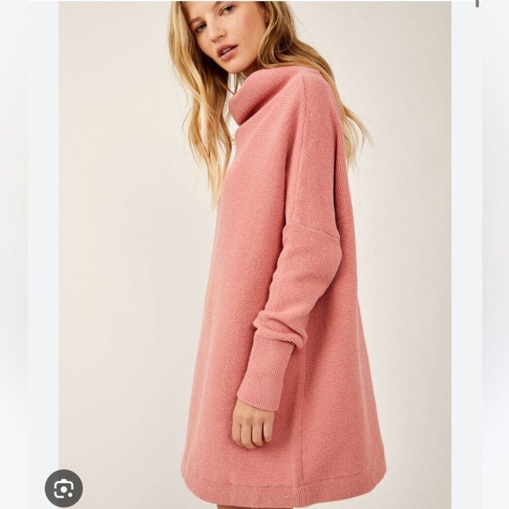 Free People Ottoman Dusty Pink Tunic Sweater Womens Size Large
